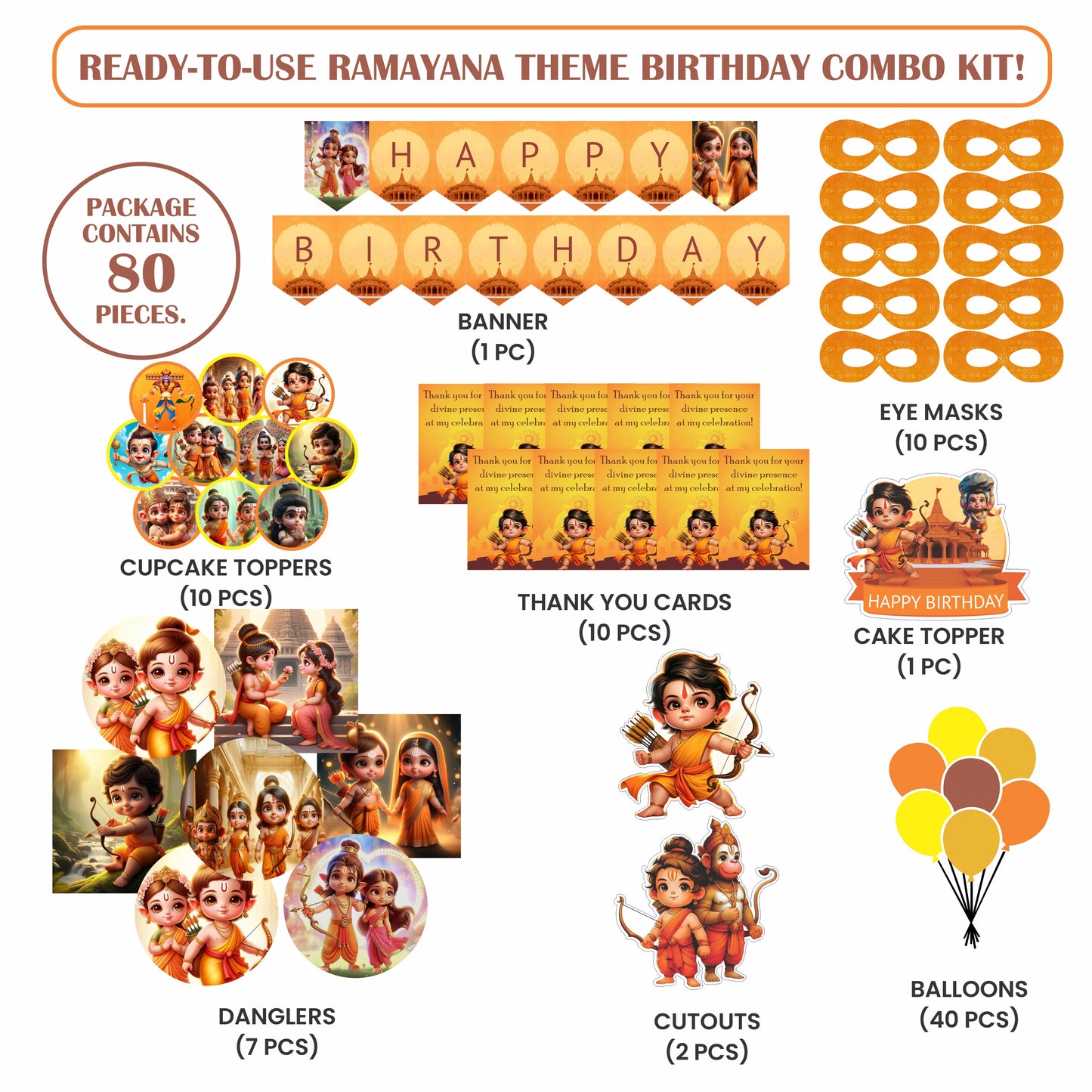 Ready-to-use Ramayana theme birthday combo kit