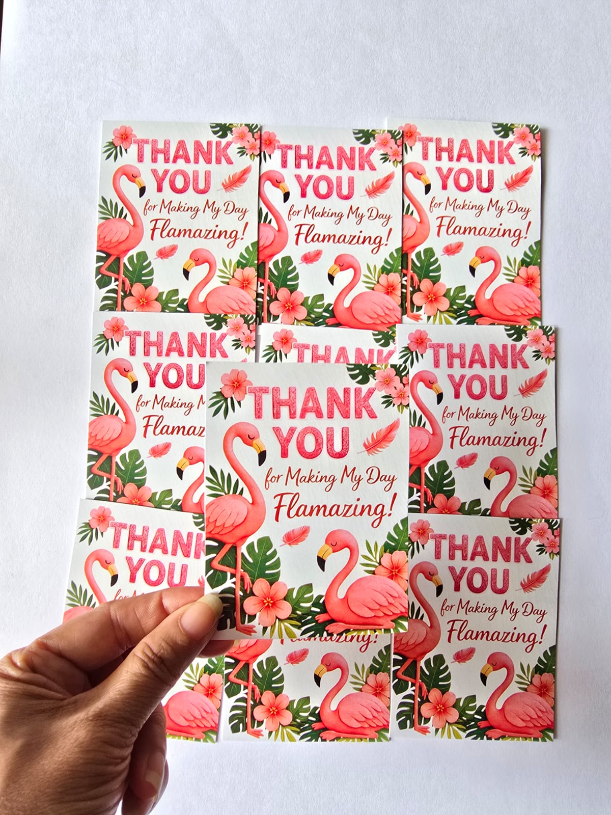 Flamingo theme thank you card