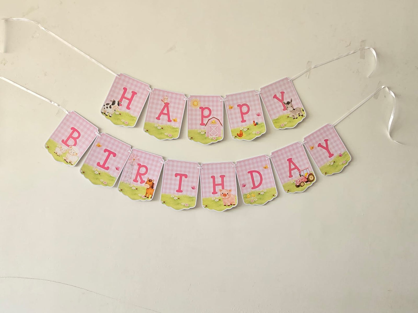 Pink Farm Theme : Happy Birthday Banner