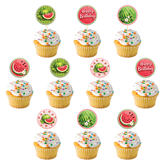 Watermelon theme Cupcake Toppers – Pack of 10