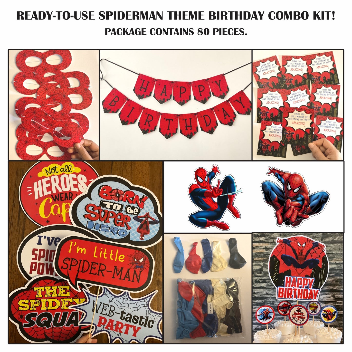 Ready-to-use Spiderman theme birthday combo kit