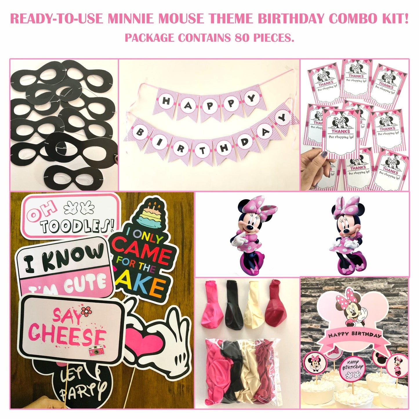 Ready-to-use Minnie Mouse theme birthday combo kit.