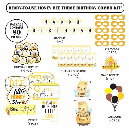 🎉 Complete Honey Bee Theme Decoration Kit (80 Pcs)
