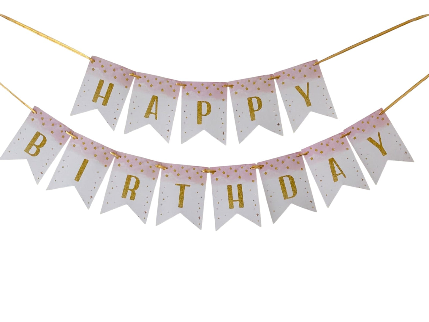 Pink Star theme Happy Birthday Banner.