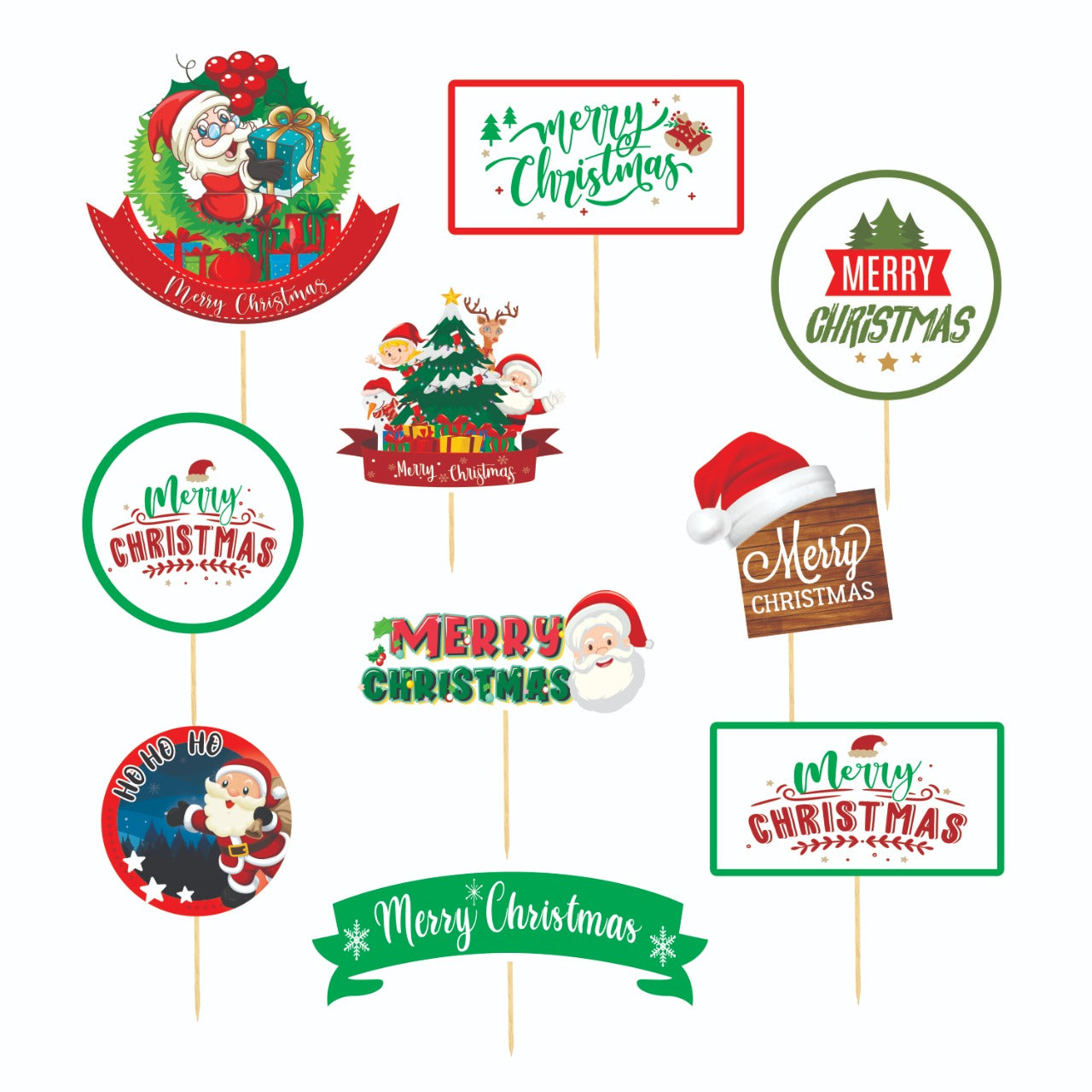 Christmas Cake Toppers set – Pack of 10