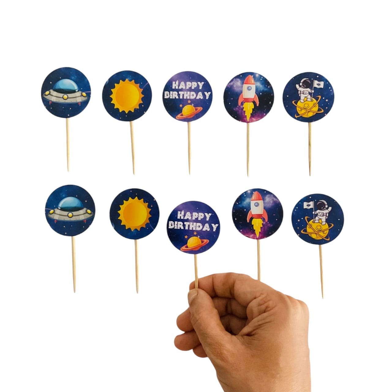 Space theme Cupcake Toppers – Pack of 10