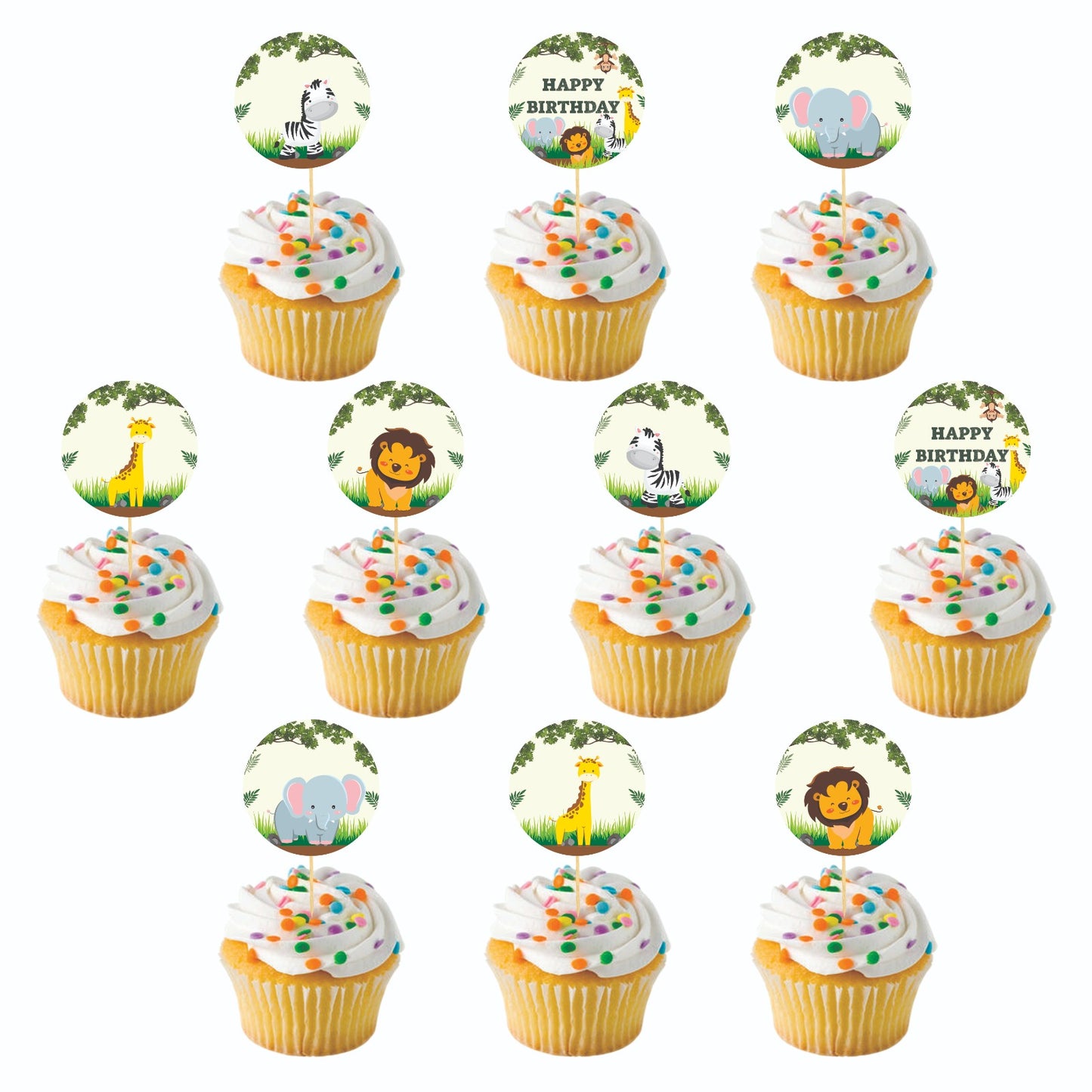 Jungle theme Cupcake Toppers – Pack of 10