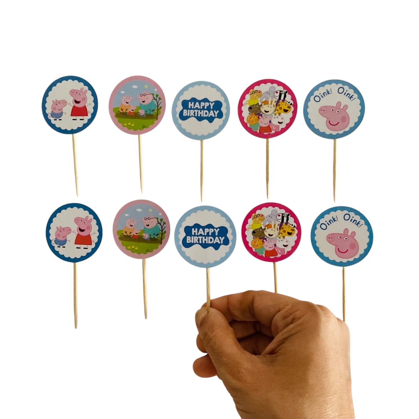PeppaPig theme Cupcake Toppers – Pack of 10
