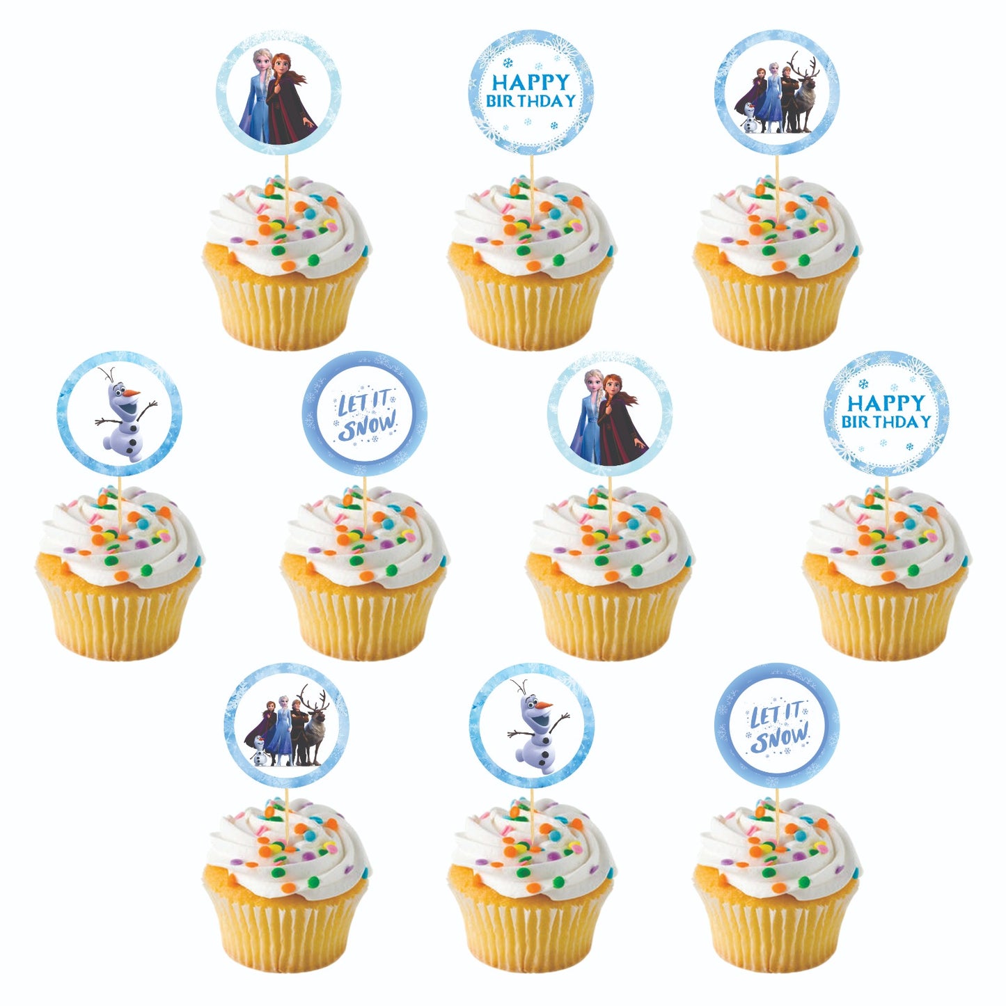 Frozen theme Cupcake Toppers – Pack of 10