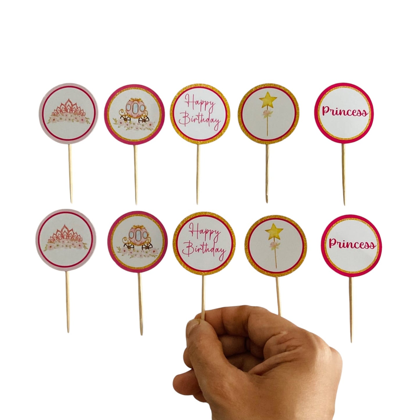 Princess theme Cupcake Toppers – Pack of 10