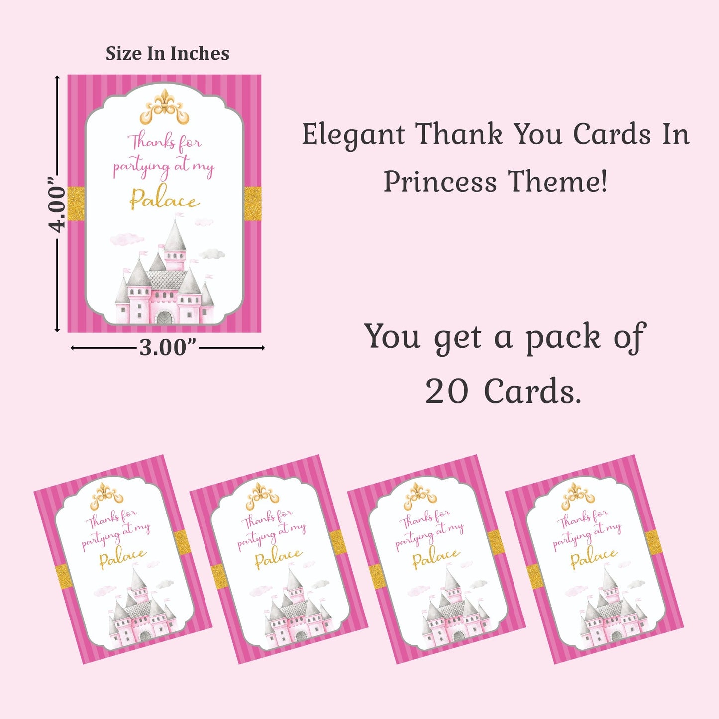 Princess theme thank you card