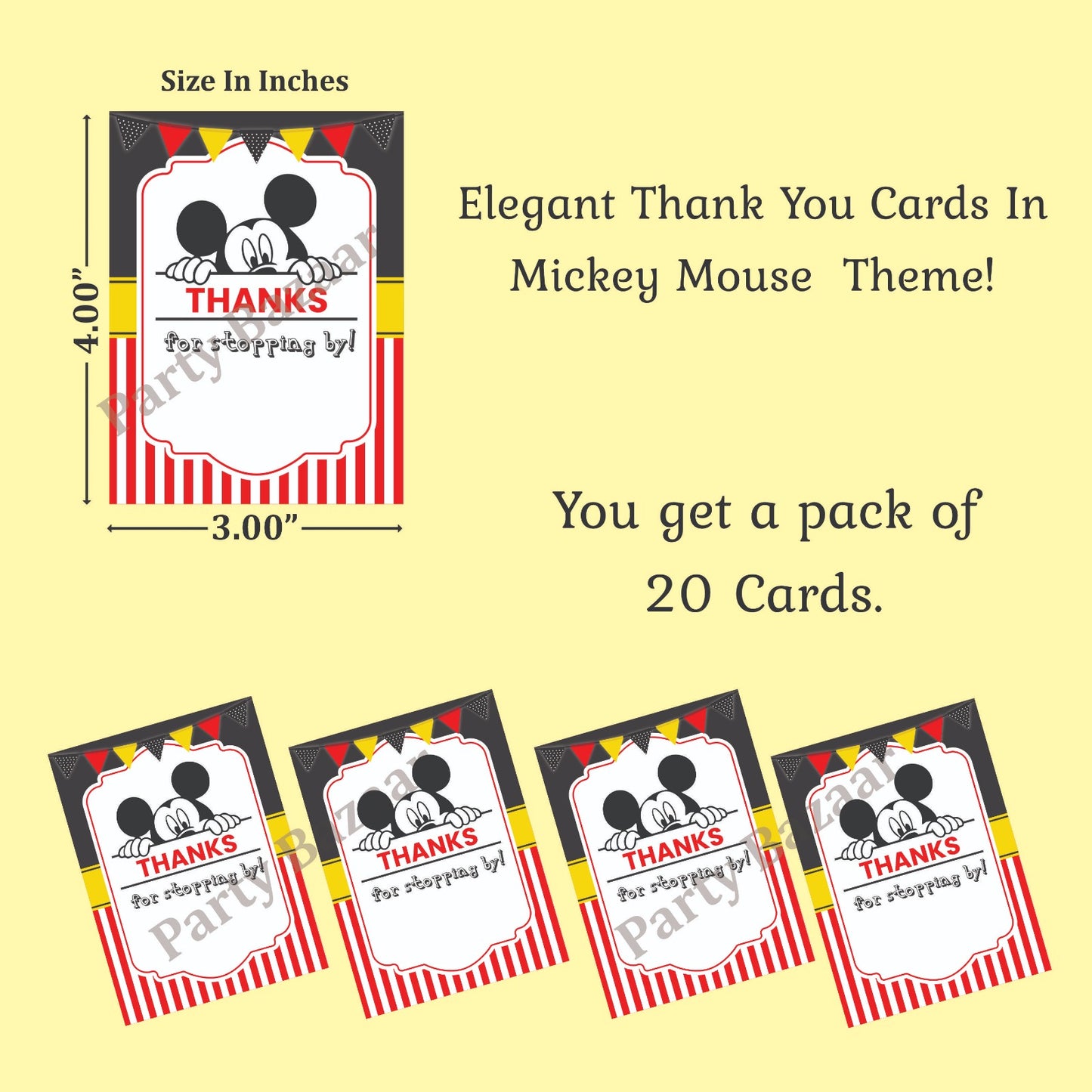Mickey Mouse theme thank you card.