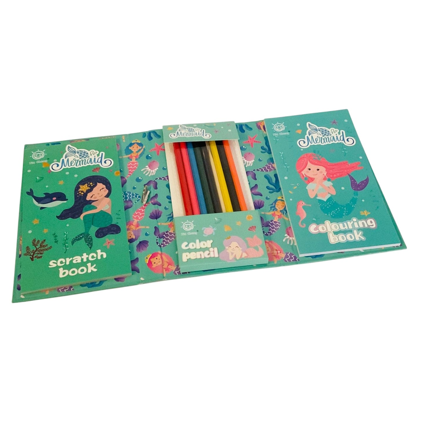 Mermaid Theme Three-fold coloring book set