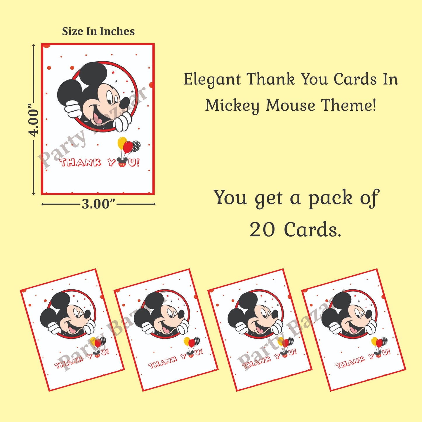 Mickey Mouse theme thank you card.