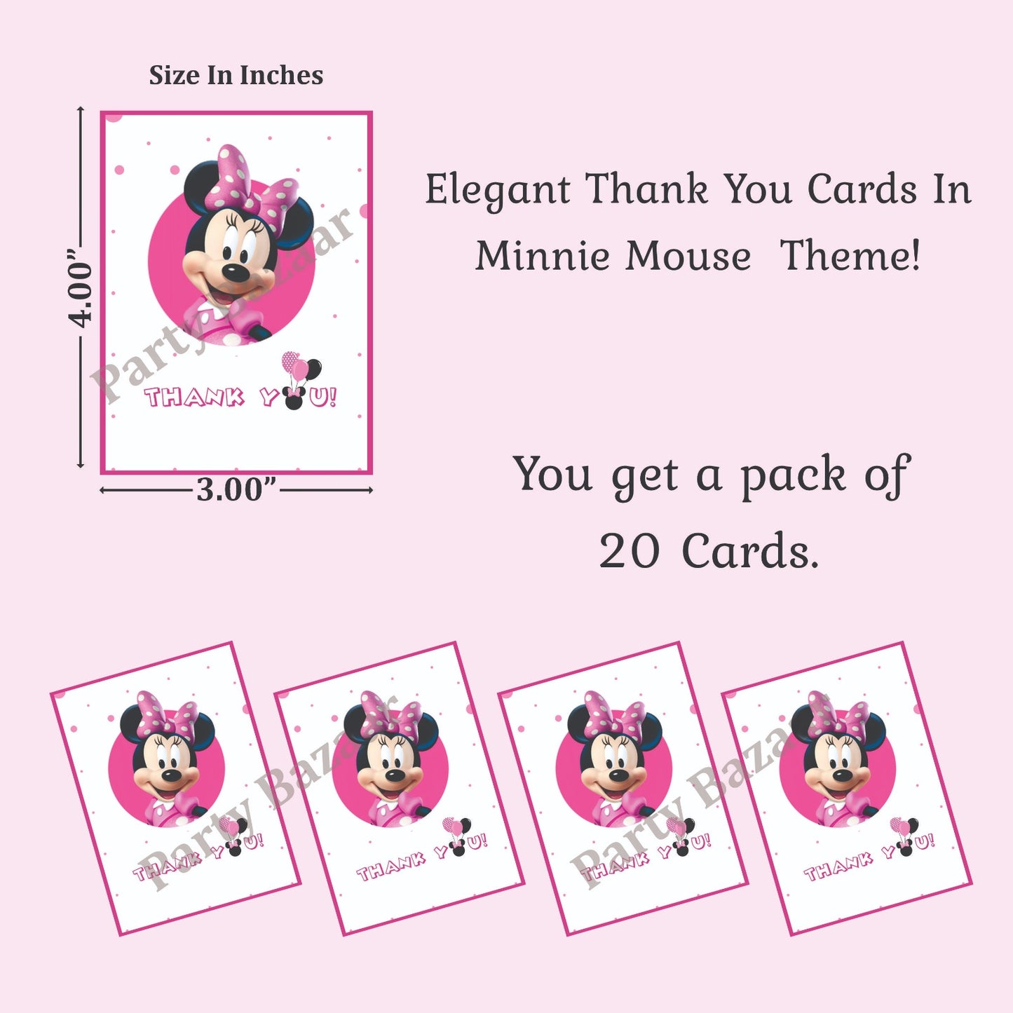 Minnie Mouse theme thank you card.