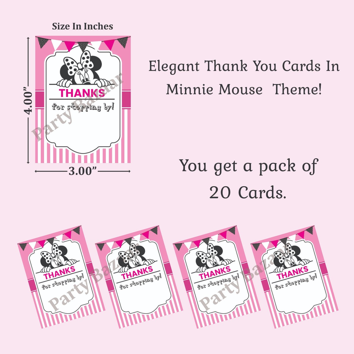 Minnie Mouse theme thank you card.