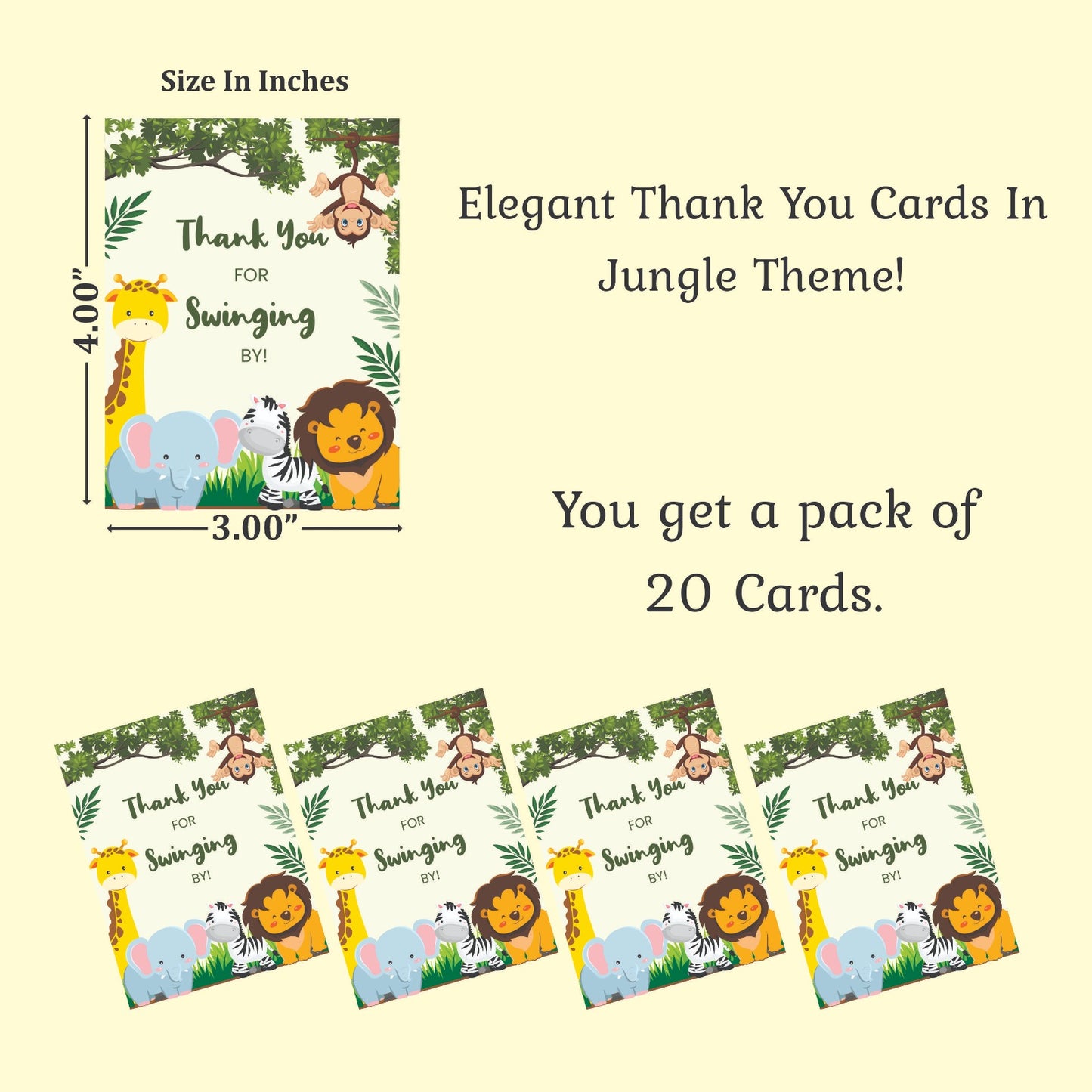 Jungle theme thank you card.