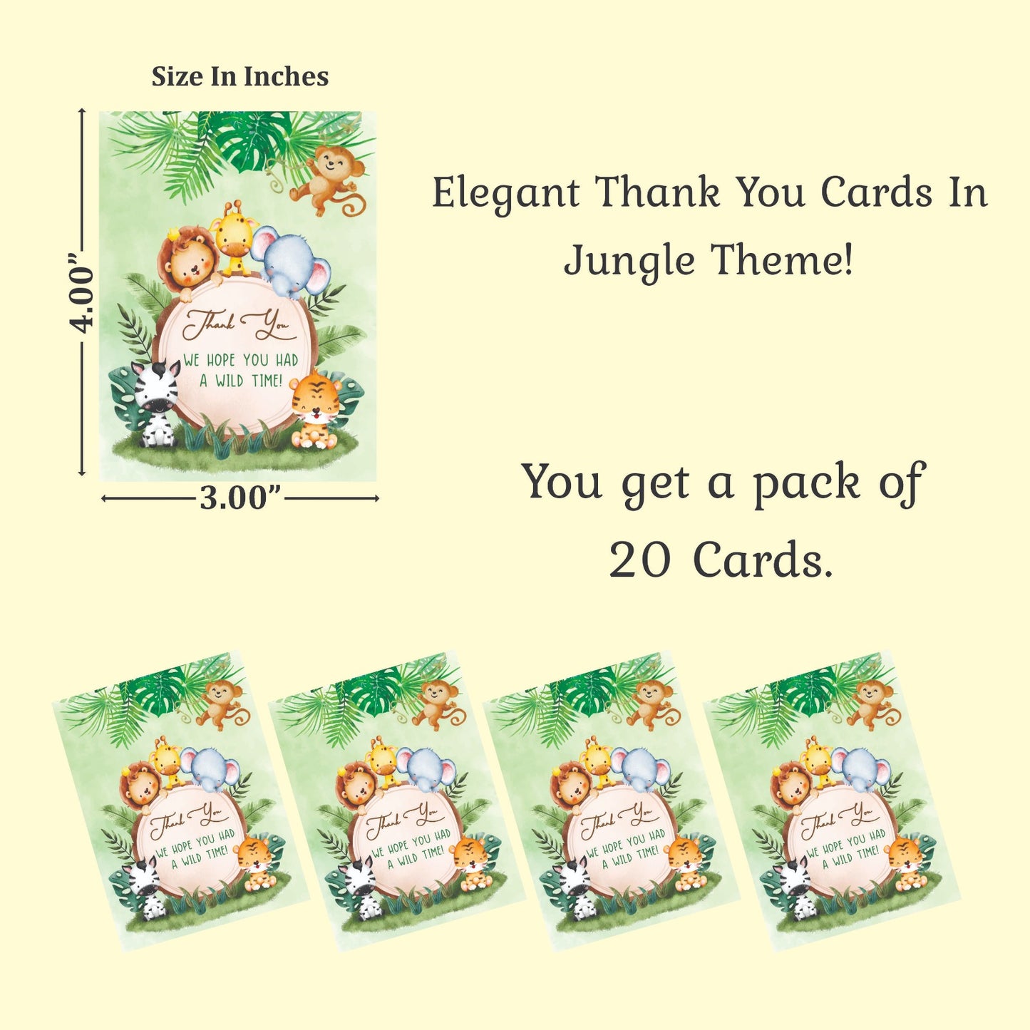 Jungle theme thank you card.