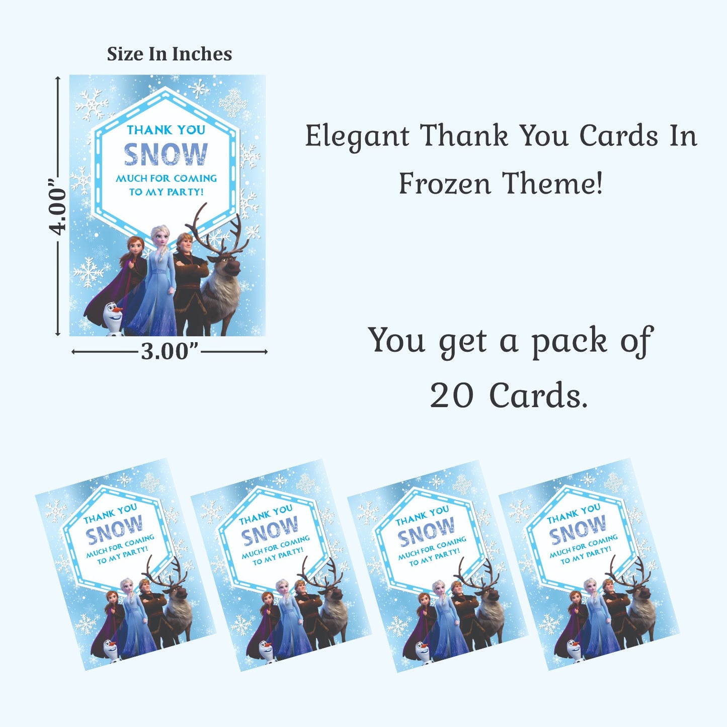 Frozen theme thank you card.