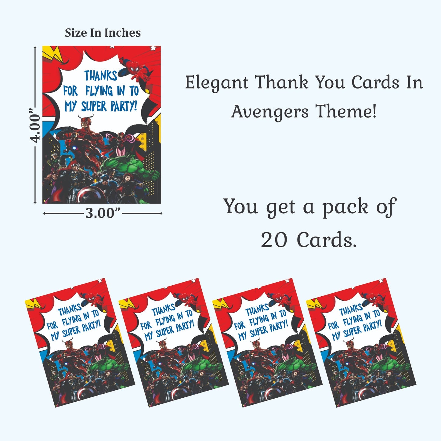 Avenger theme thank you card.