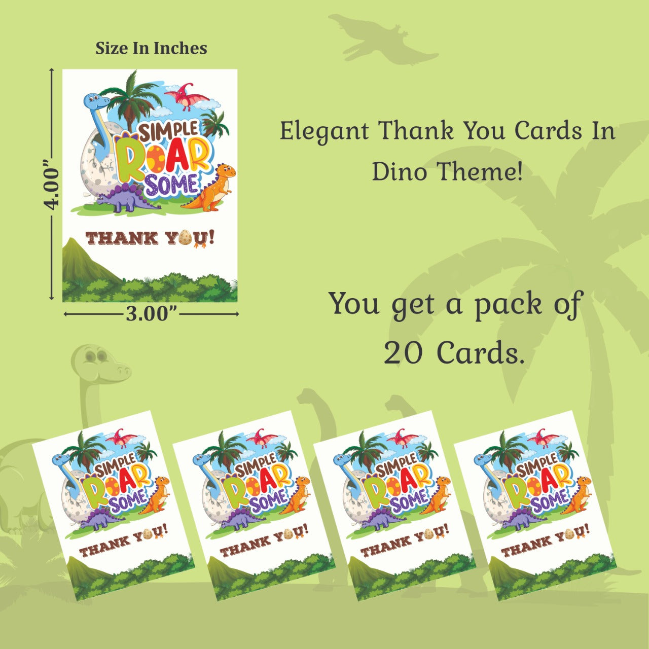 Dino theme thank you card.