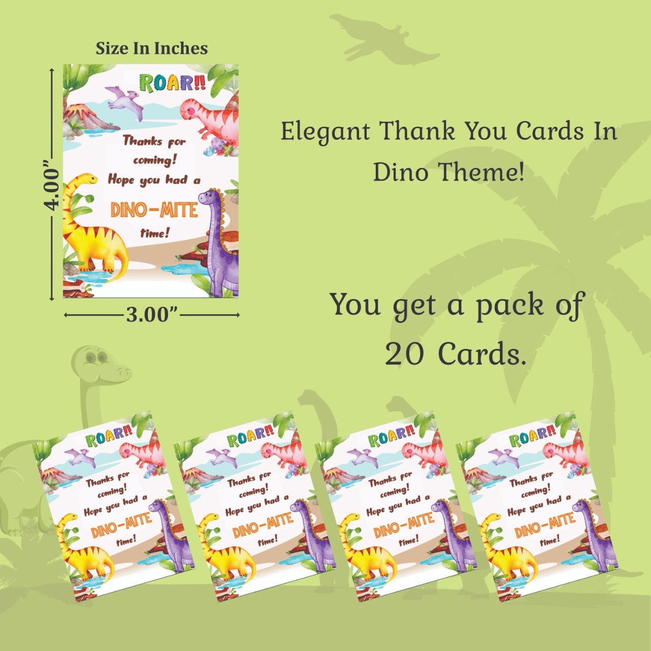 Dino theme thank you card.