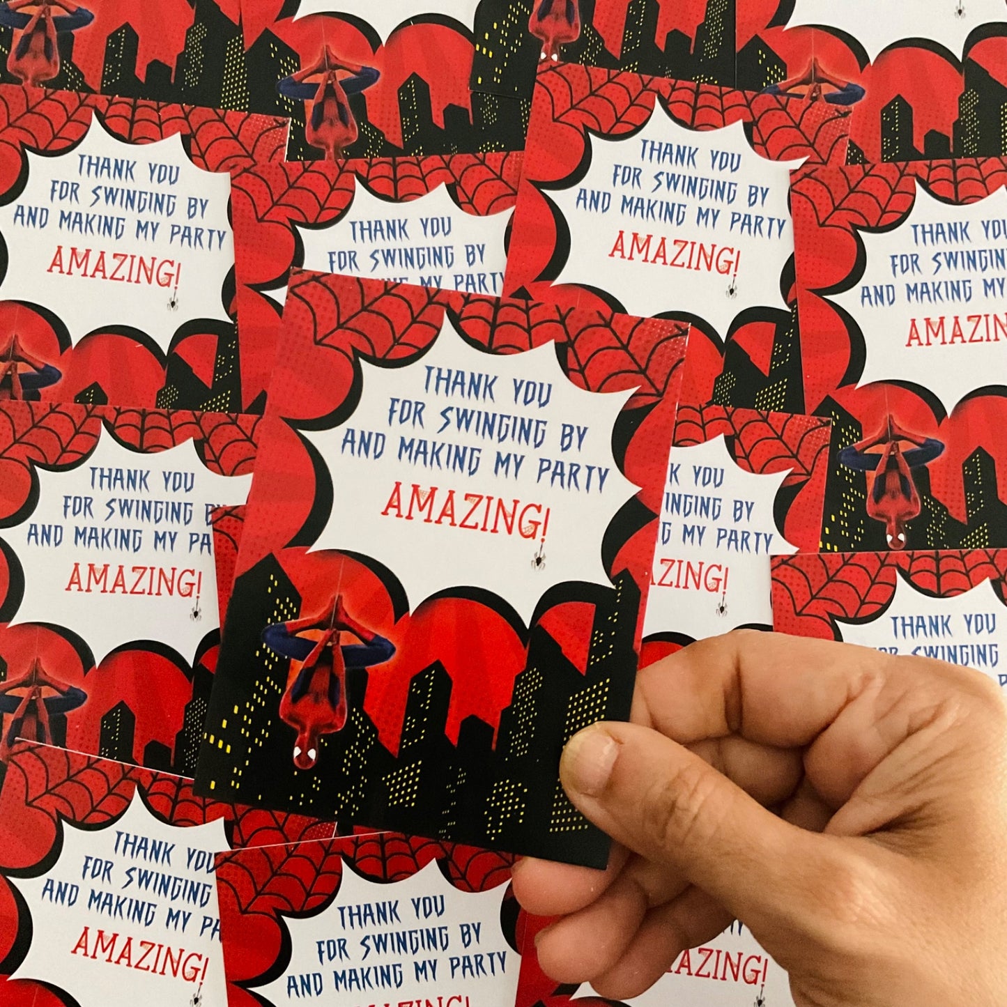 SpiderMan theme thank you card.