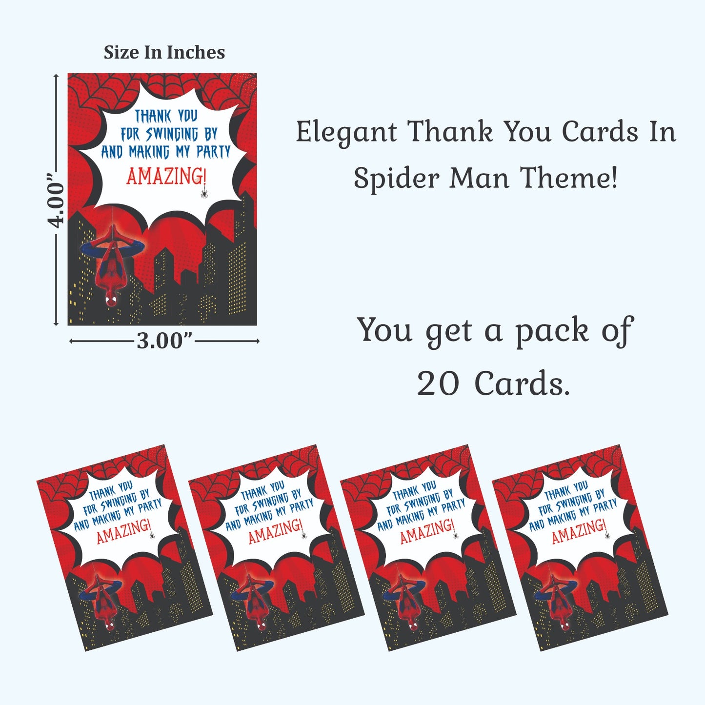 SpiderMan theme thank you card.