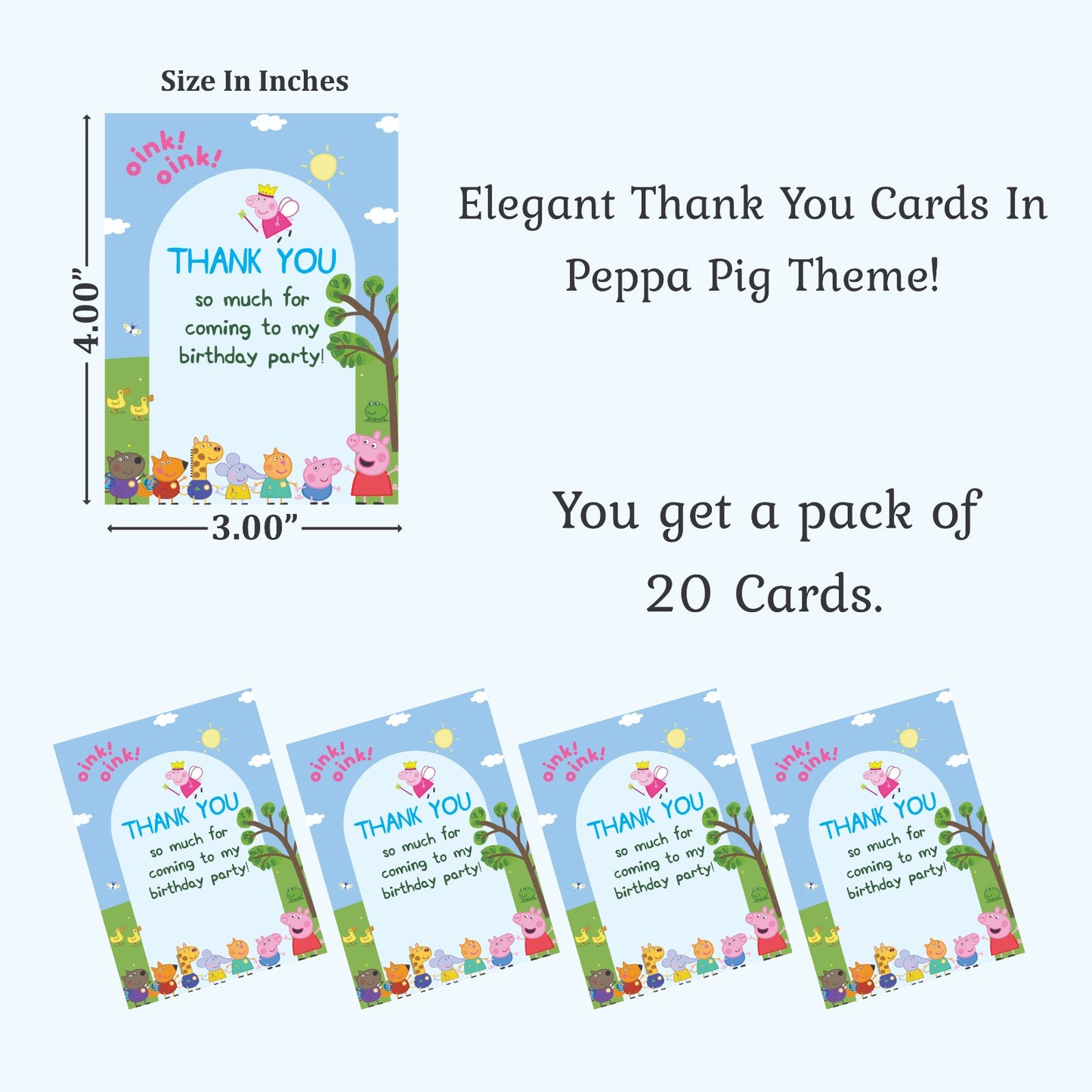 PeppaPig theme thank you card.