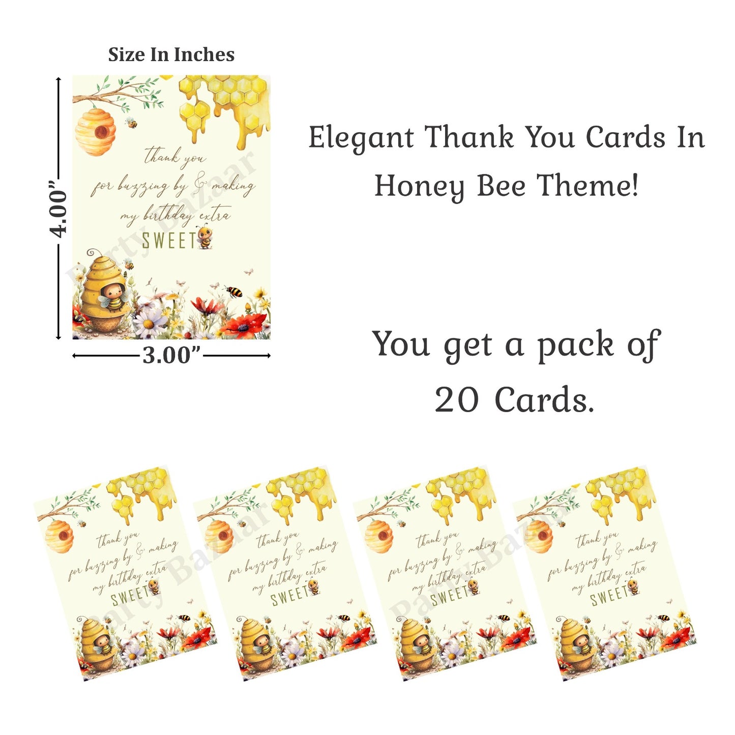 HoneyBee theme thank you card.