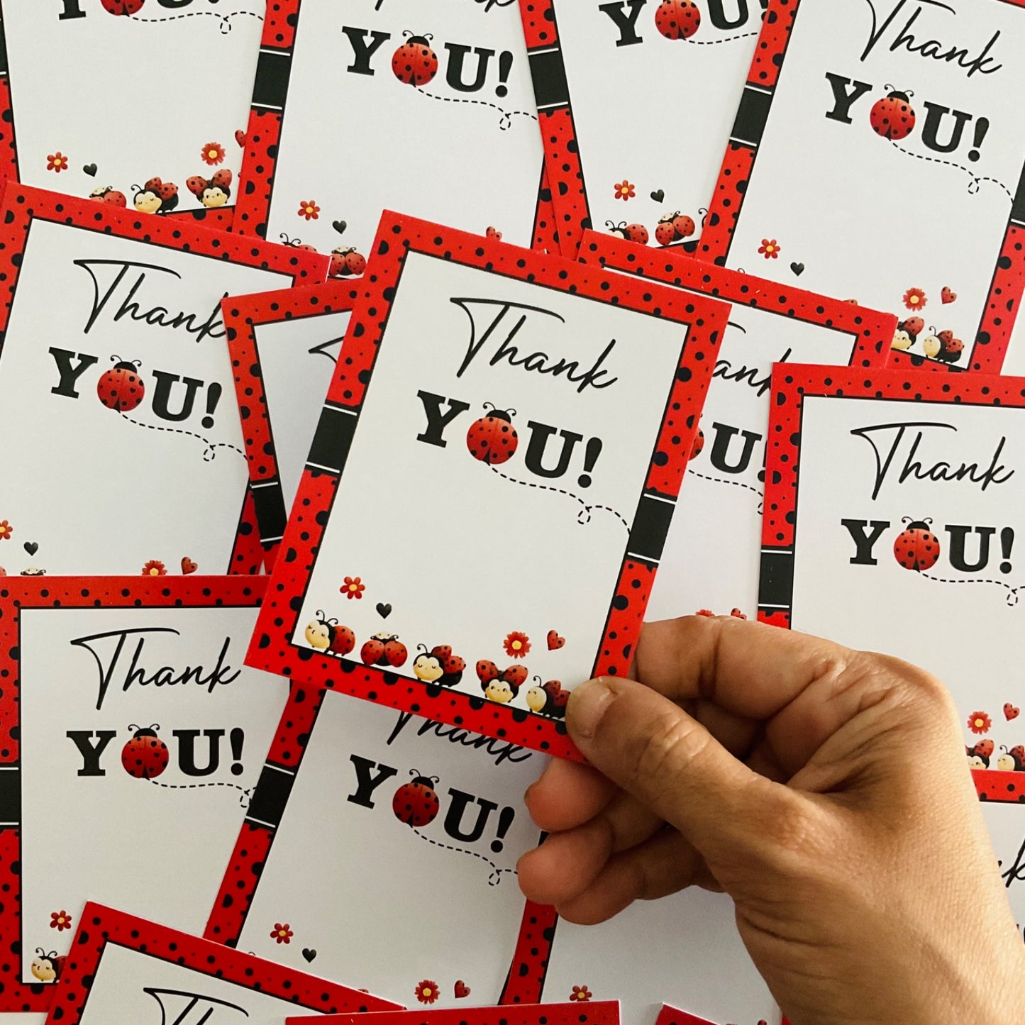 LadyBug theme thank you card.