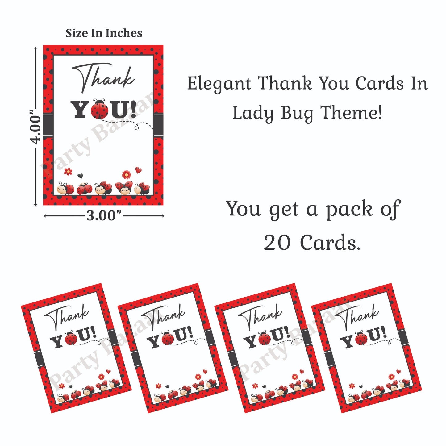 LadyBug theme thank you card.