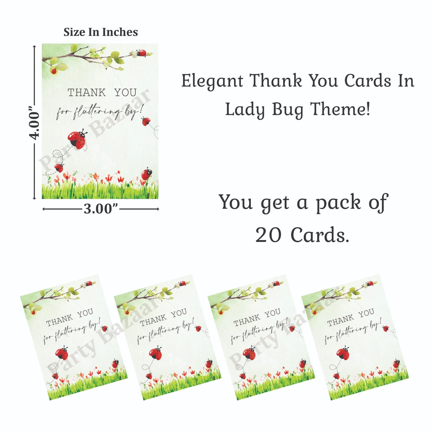 LadyBug theme thank you card.