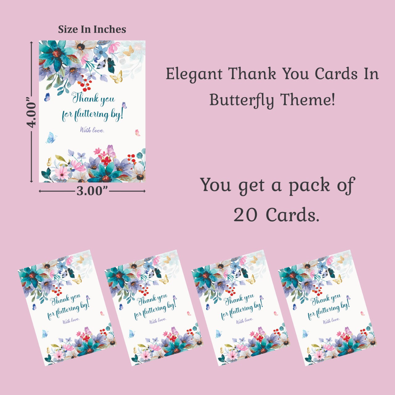 Butterfly theme thank you card.