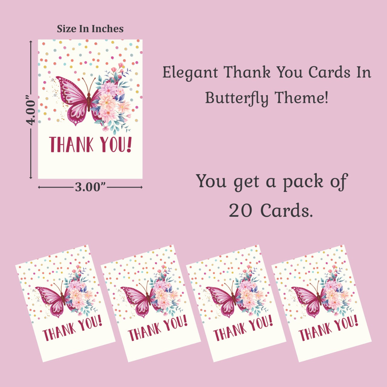 Butterfly theme thank you card.
