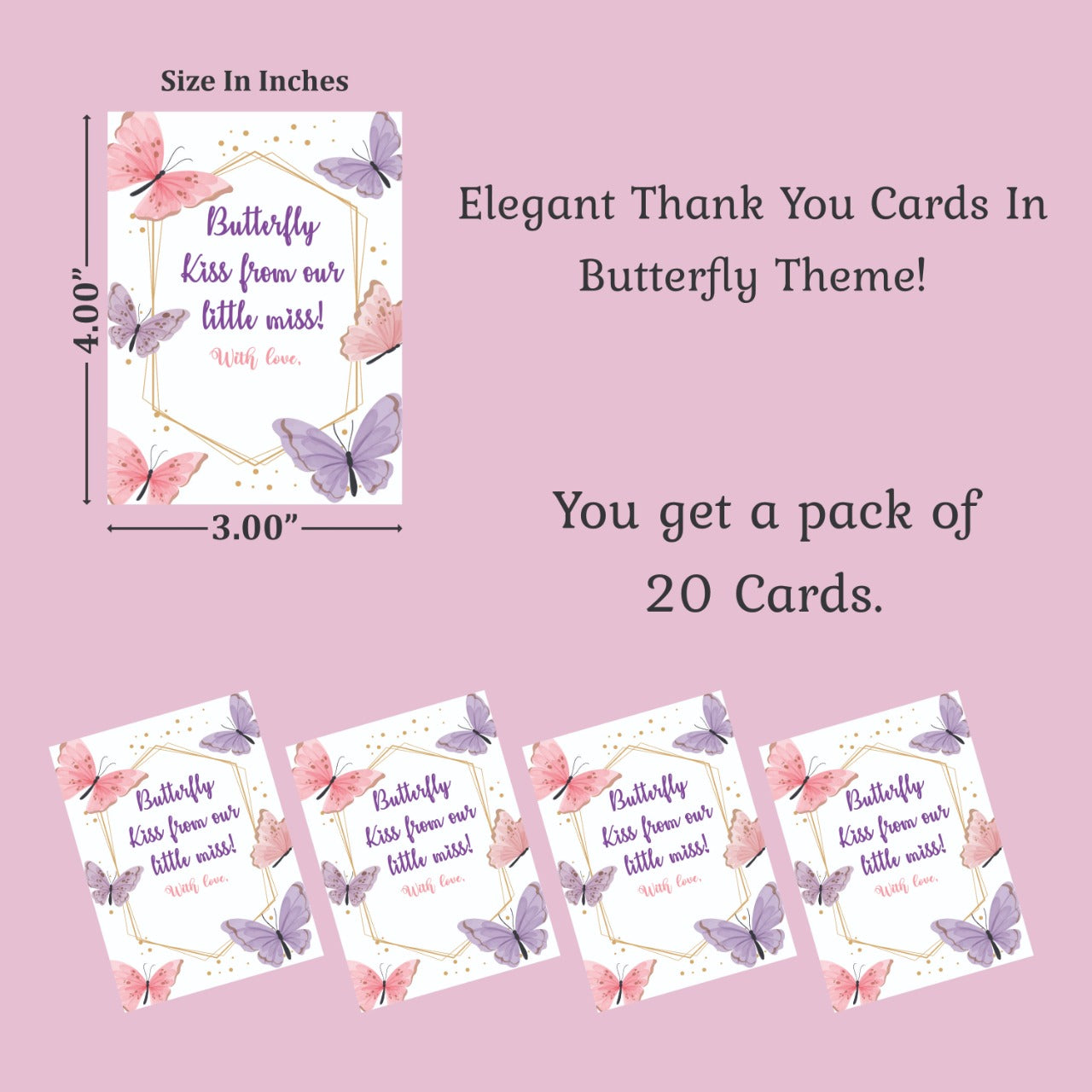 Butterfly theme thank you card.