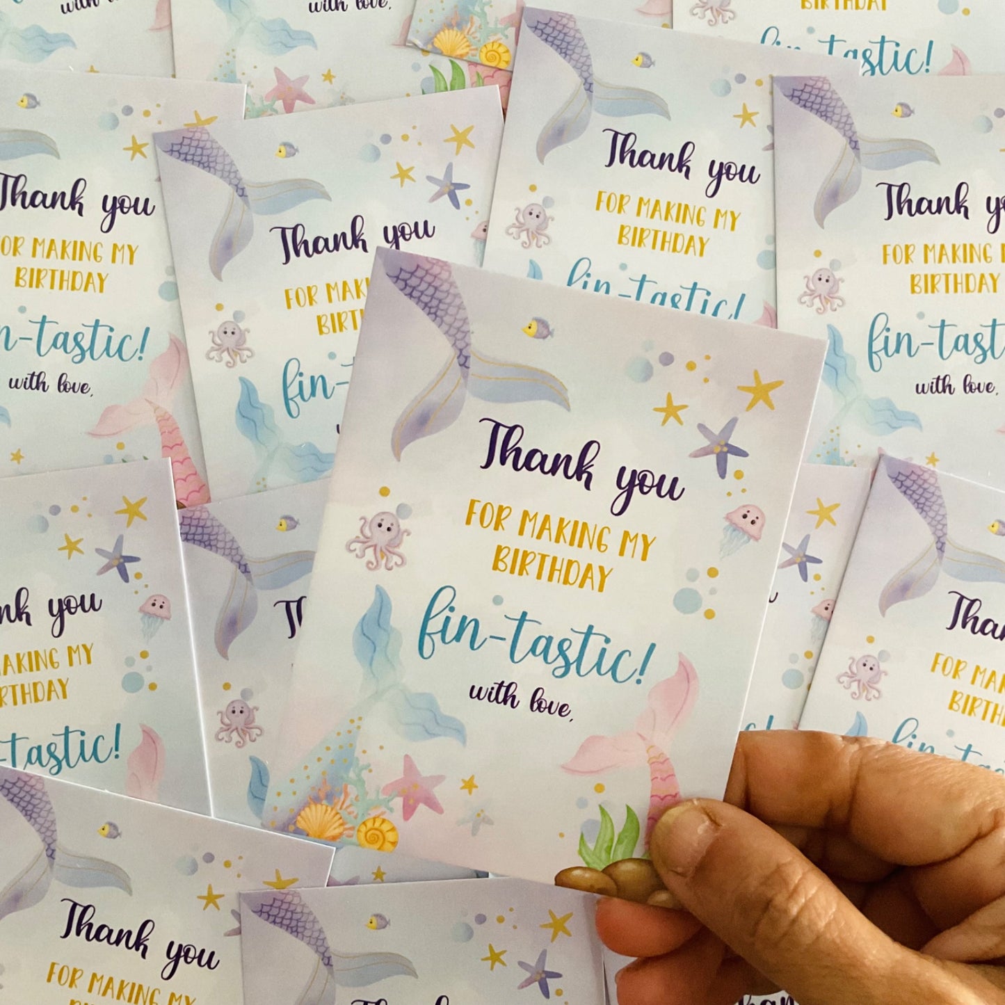 Mermaid theme thank you card.