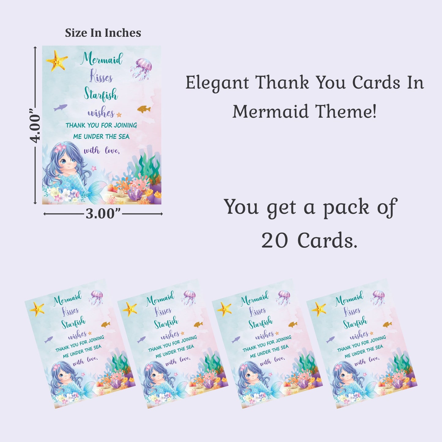 Mermaid theme thank you card.