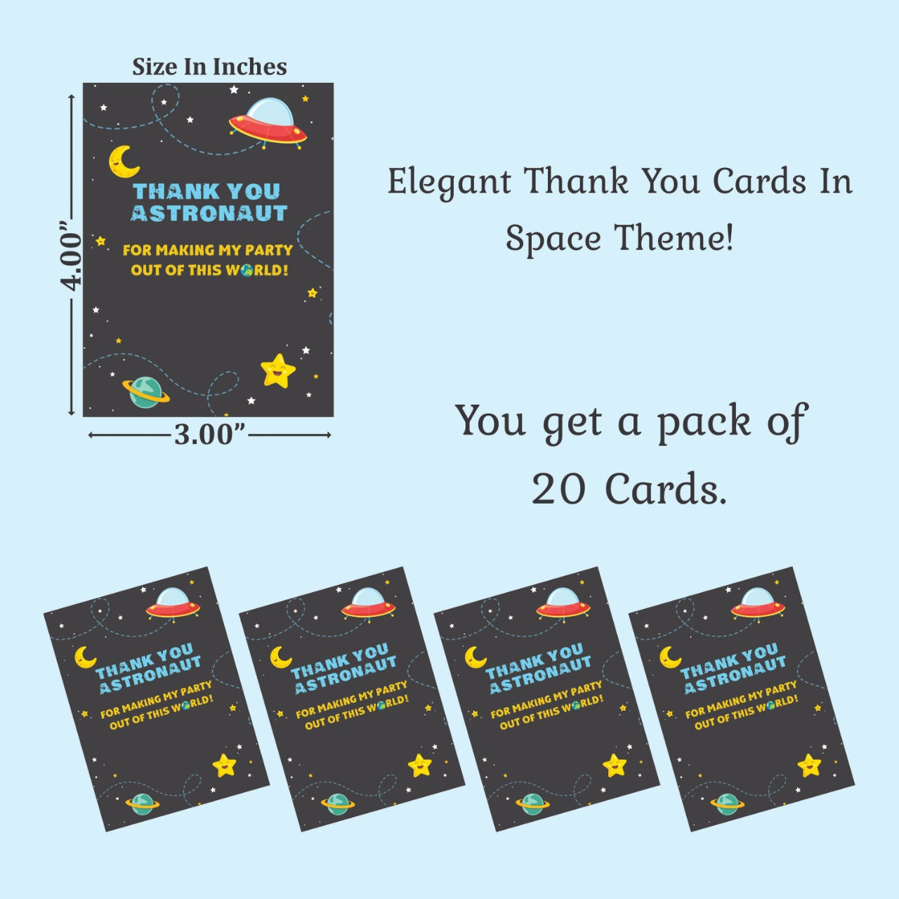Space theme thank you card.