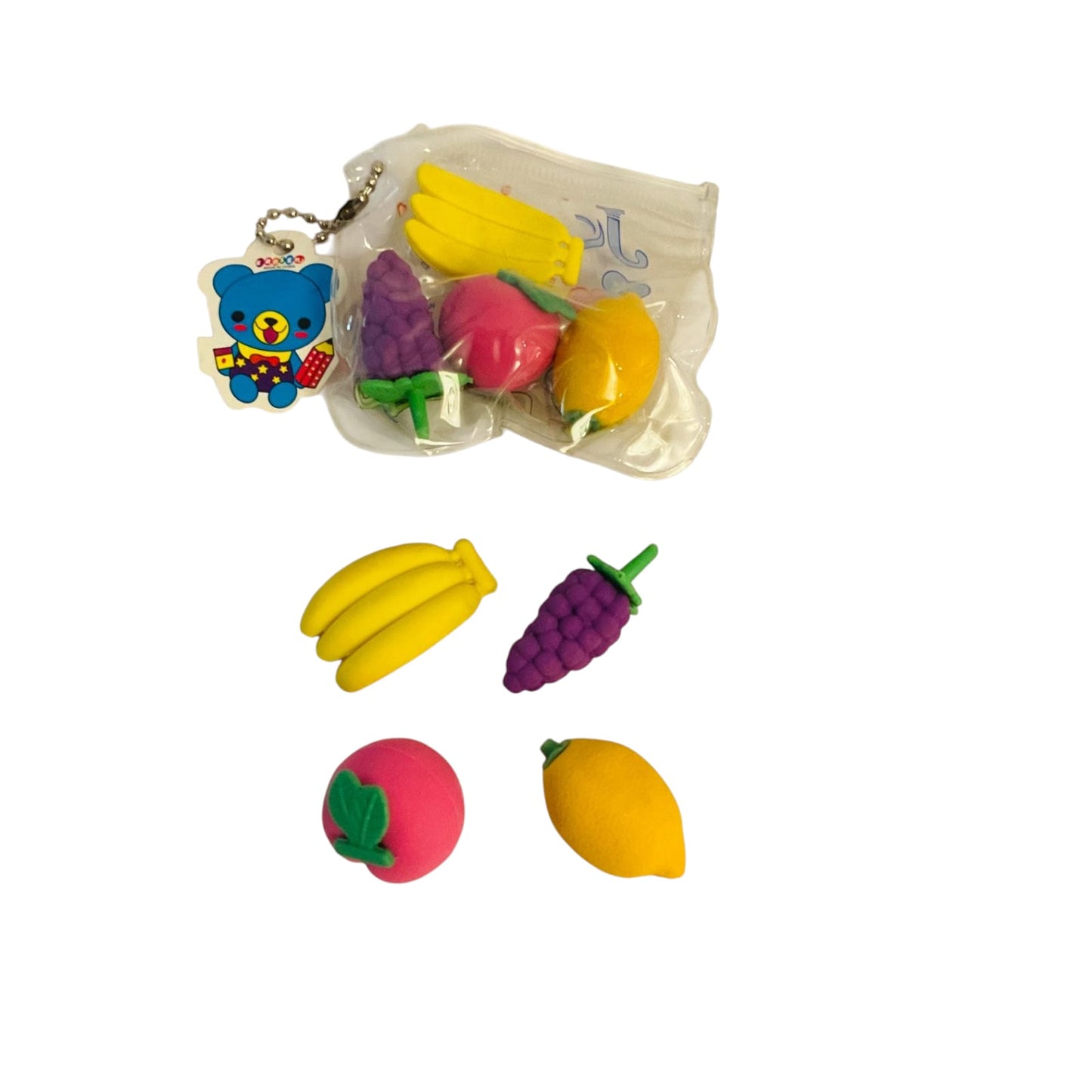 Pack of 4 mini fruit shape eraser set