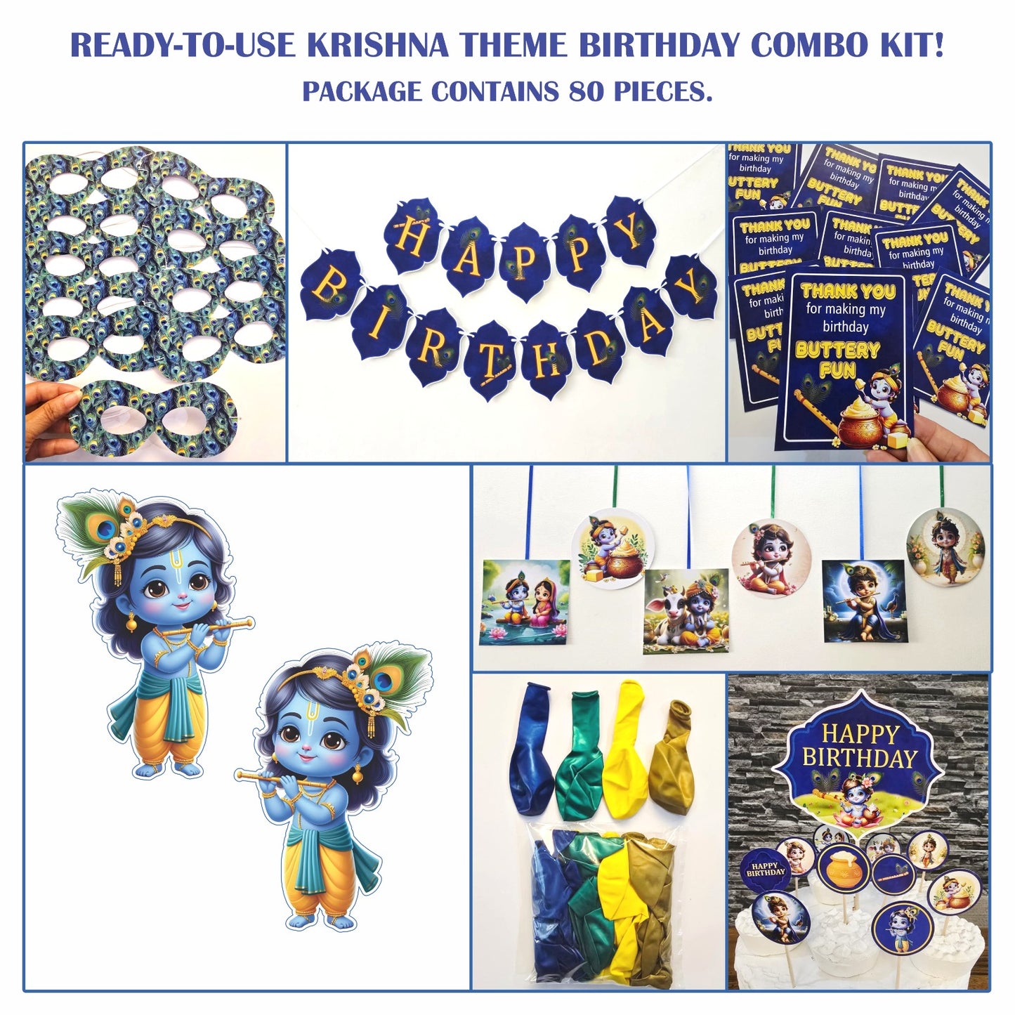 Ready-to-use Krishna theme birthday combo kit