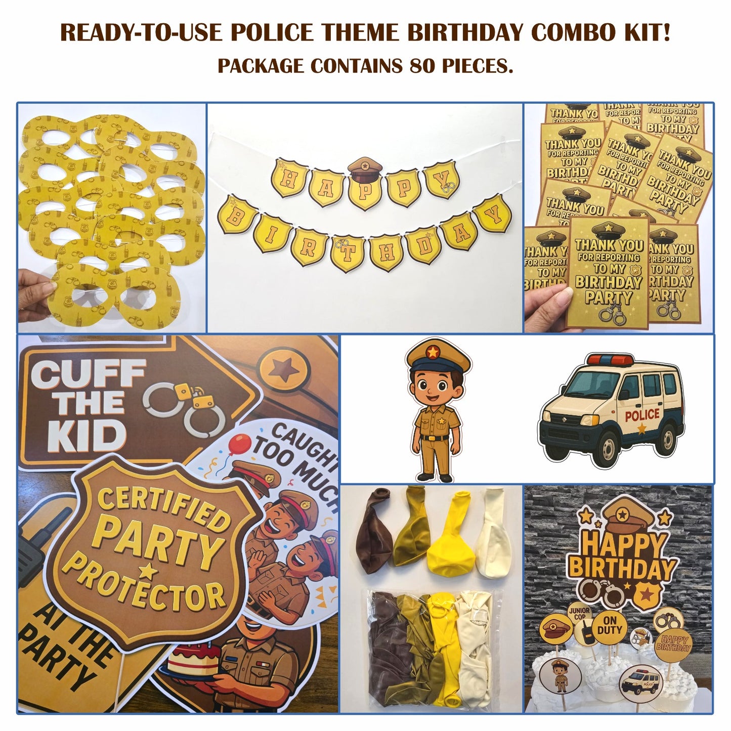 Ready-to-use Police theme birthday combo kit