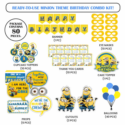🎉 Complete Minion Theme Decoration Kit (80 Pcs)