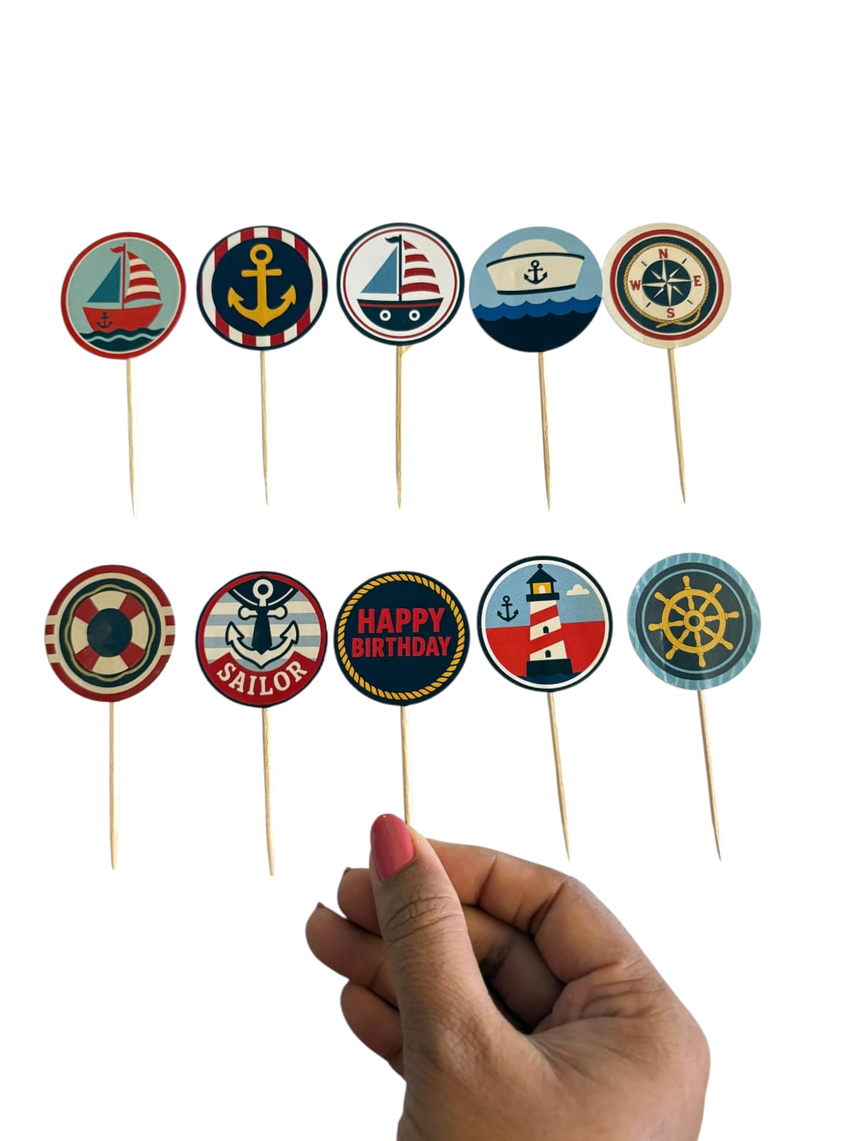 Nautical theme Cupcake Toppers – Pack of 10