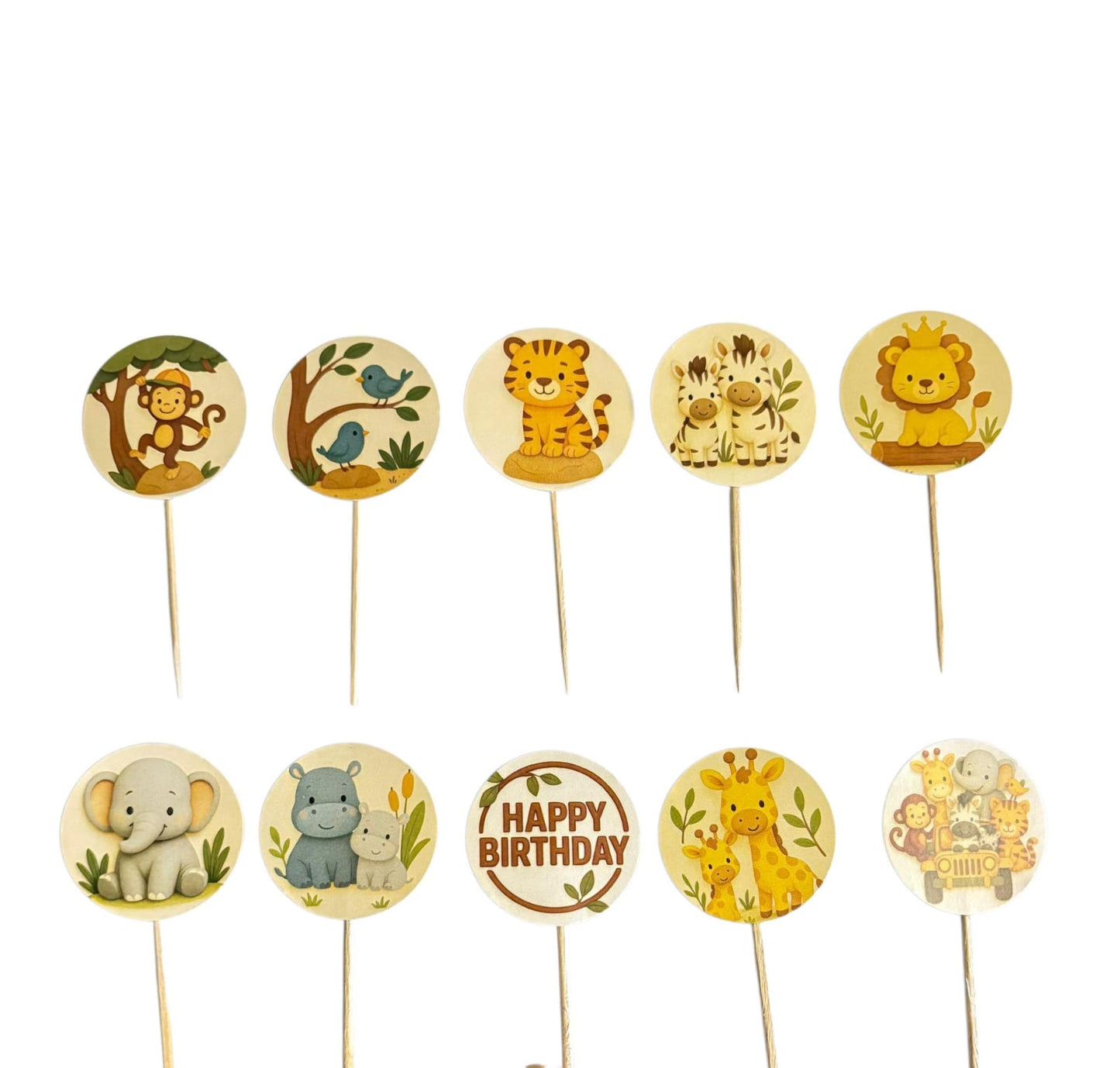 Safari theme Cupcake Toppers – Pack of 10