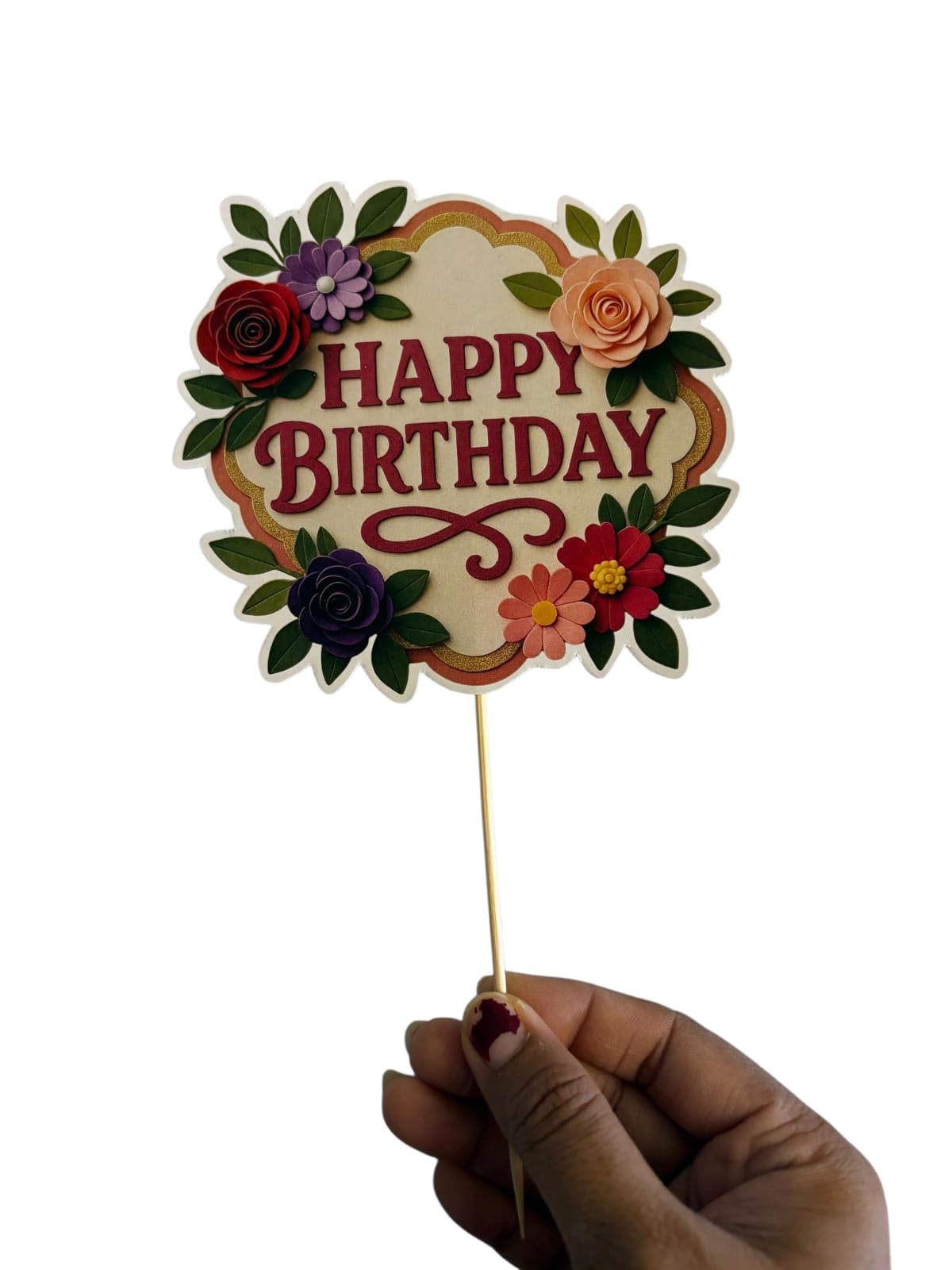 Floral Theme Cake Topper – Pack of 1