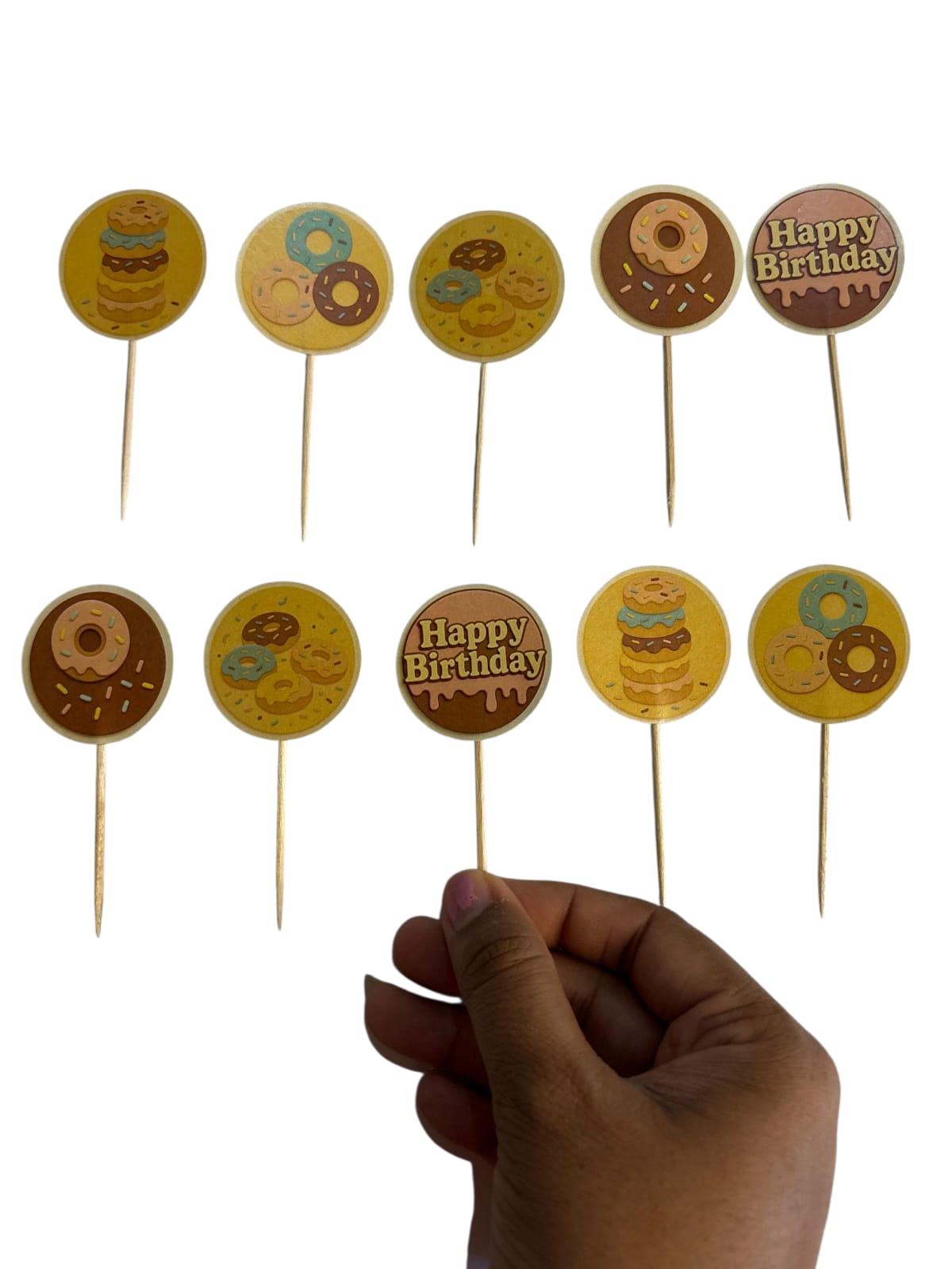 Donut theme Cupcake Toppers – Pack of 10