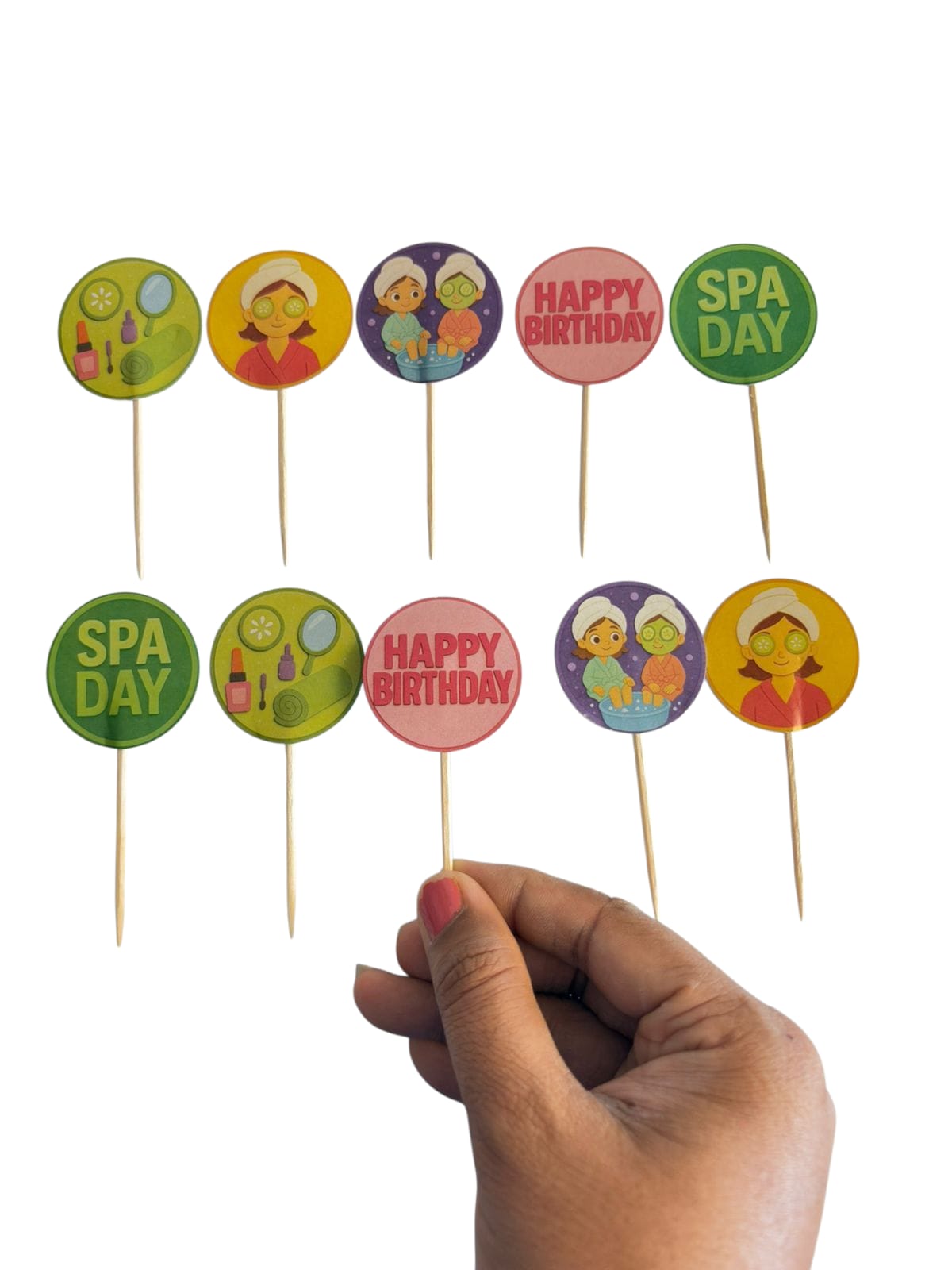 Spa theme Cupcake Toppers – Pack of 10