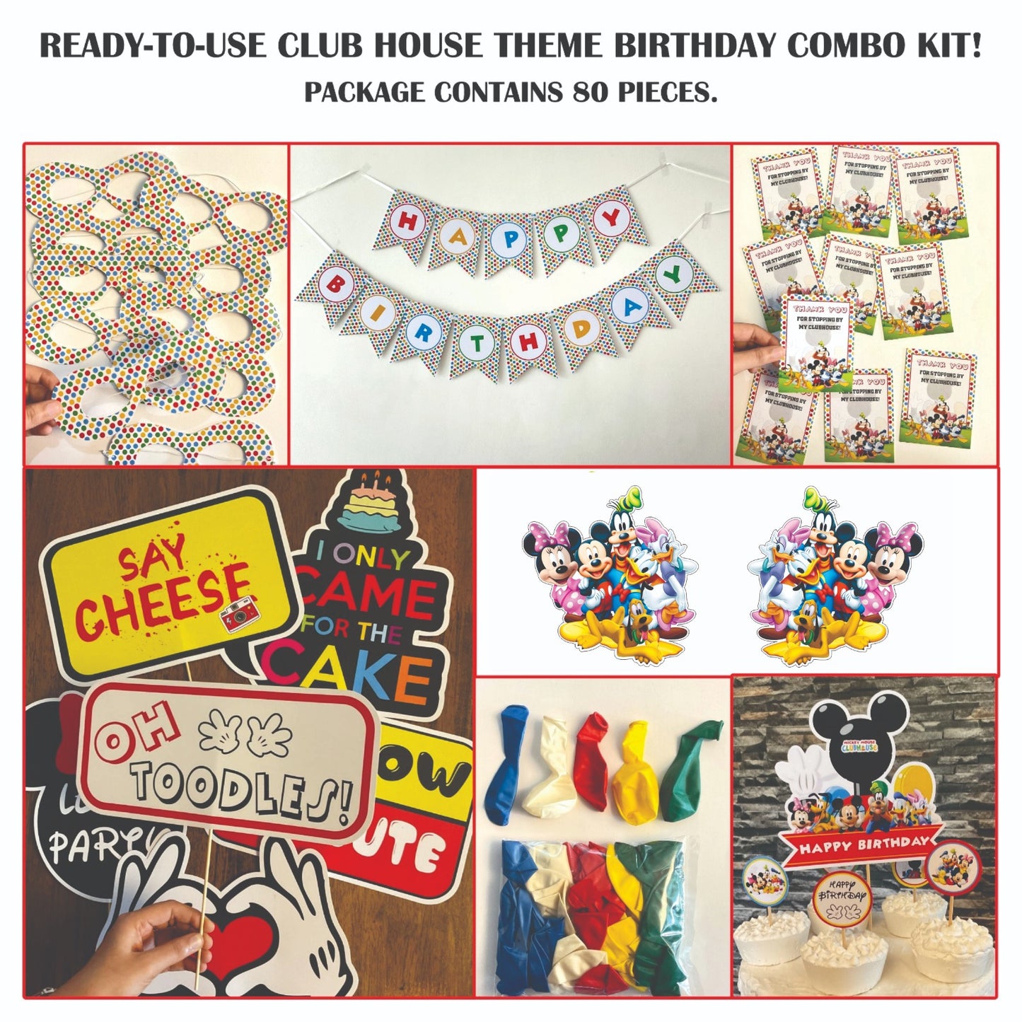 Ready-to-use Club House theme birthday combo kit.