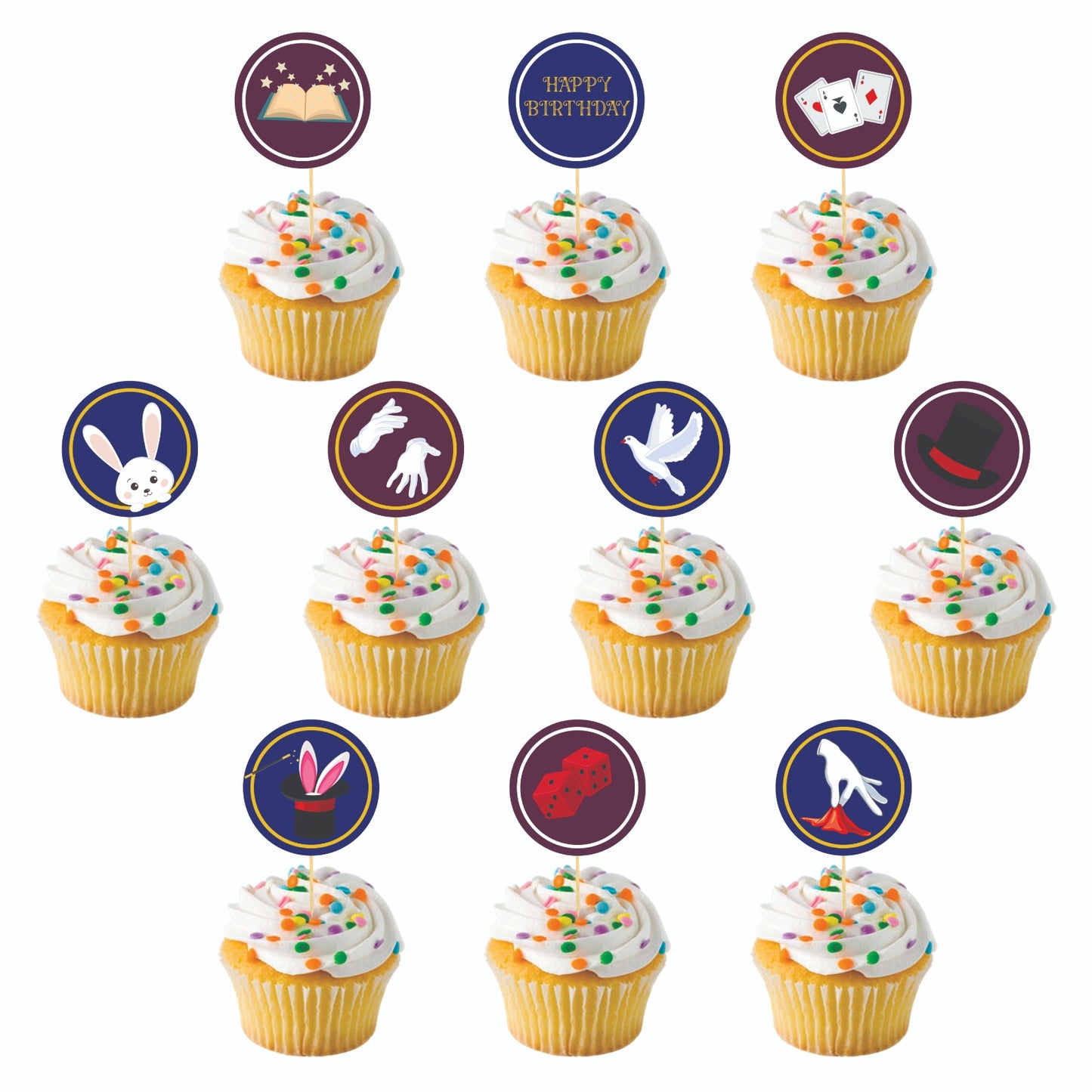 Magic theme Cupcake Toppers – Pack of 10